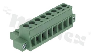 Listwa zaciskowa rozłączalna; w rastrze 5.08mm; 8-torowa; żeńska; na przewód 2.50mm2(28-12AWG); kierunek wtykania równoległy do osi przewodu; z zaczepem śrubowym; styki z fosforobrązu; mosiężna klatka przewodu; UL 300V/20A TUV:320V/20A