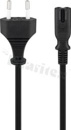 Kabel zasilający; 2 żyłowy; 1.5m; CEE 7/16 -> gniazdo C7; czarny; przekrój 0,75 mm2; 250V/2.5A
