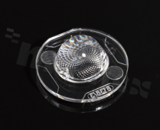 Soczewka do diod LED high power; kąt rozsyłu FWHM: asymetryczny; ilość diod: 1; rozmiar: okrąg 22mm, wysokość: 8.10mm rodzaj materiału: PC; sposób mocowania: klej, kołek