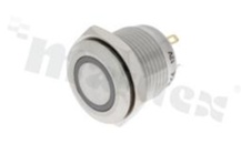 Przełącznik wandaloodporny; monostabilny; 16mm; terminale do lutowania; stal nierdzewna; podświetlenie krawędziowe zielone;LED 12V; IP65.
