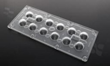 Lens for LED high power; angle: 90 degrees ; Number of LEDs: 12; Dimensions: 173x71.4mm; Height: 11.79mm; material: PC; Fastening: screw