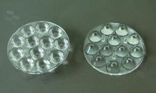 Lens for LED high power; angle: 25 degrees ; Number of LEDs: 12; Dimensions: round 45mm; Height: 9mm; material: PMMA; PC; Fastening: glue