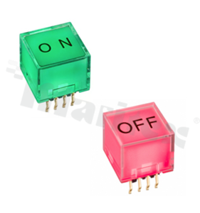 Customized Tact Switch with backlight; THT; mounting dimensions 12.0x12.0; vertical; operating force 150gf or 250gf.
