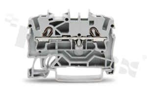 Installation terminal block; 1-level; through; 2-contacts; for wire 0.25-4.0mm2 (22-12AWG); spring-loaded; grey; for DIN rail; 600V/20A