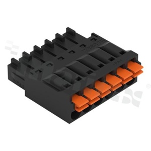 Terminal block; socket; pitch 3.50mm; 6-ways; 6-clamps; for wire 0.2 - 1.5mm2 (24-16 AWG); actuation direction: parallel to conductor; 150V/8A