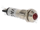 Lampka sygnalizacyjna; 8mm; terminale do lutowania; stal nierdzewna; podświetlenie czerwone; LED 24V
