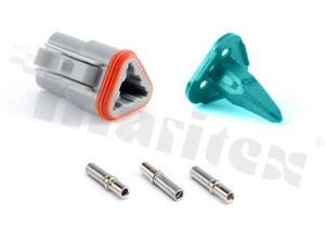 Plug AT, 3-pins, female, straight, Imax = 13A, pin size : 16, (AWG14-20), temp -55 do 125st C, IP67