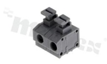 Listwa zaciskowa do PCB; w rastrze 7.50mm; 2-torowa; poziome wejście przewodu; na przewód 1.5mm2 (AWG 20-18); ze stykiem sprężynowym; czarna; UL 300V/5A, TUV 450V/15A