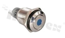 Push button switch; monostable; 16mm; solder terminals; stainless steel; dot blue illumination; IP67