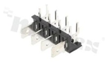 Terminal block; pitch 7.62mm; 4-contacts; THT; male; angled entry; 250V/25A; do konektorów faston 6.3x0.8mm