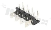 Terminal block; pitch 7.62mm; 4-contacts; THT; male; angled entry; 250V/25A; do konektorów faston 6.3x0.8mm