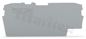 Ścianka końcowa/wewnętrzna do złączy przelotowych serii 2002; grubość 1.0mm; szara; montaż zatrzaskowy