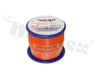 Przewód pojedynczy LGY/H05V-K; z wielodrutową miedzianą żyłą; pomarańczowy; przekrój 1.00mm2; AWG 17; 500V; -40+105 st.C; 10m.