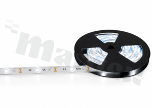 Taśma LED; typ Lens 1-LEDowy mono white; vertical bending; biała zimna 6500K; CRI min. 90; 24V; szerokość: 15 mm; wysokość: 5.1 mm; 10 W/m; 12 LED/m; IP20; cięcie co 83.3 mm; przewód czerwono czarny  /rolka 5 metrów