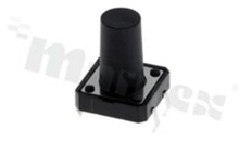 Przełącznik Tact Switch; THT; wymiary korpusu: 12.0x12.0; h=15.0mm; pionowy; o sile nacisku 260gf; przycisk okrągły