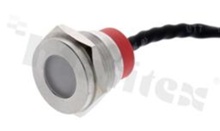 Lampka sygnalizacyjna; płaska; stal nierdzewna; przewód; podświetlenie punktowe białe; LED 12V; IP67.