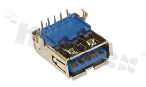 USB receptacle USB 1 x port type A; USB 3.0; R/A; blue insulator