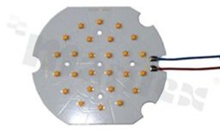 MCPCB module; aluminium 5052; circle 108mm; 26 x XPEHEW-L1-00BE8; warm white; Q3; 8A2; cable red; blue 25cm; RoHS