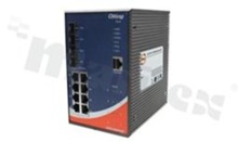 Managed Gigabit PoE Ethernet switch with 8x10/100/1000Base-T(X) RJ45 PoE; operating temperature -40+70 deg.C; 12...57VDC; DIN rail mountable