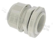 Cable gland PG21; nylon; PG21 9-16mm; grey; flat O-ring; with lock-nut; for wrench 33