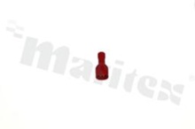 Flat terminal; 6.35mm; 0.8mm; female; 0.5-1.5mm2; crimped; for cable; insulated; tinned; brass; red; Imax 10A; L=21.5mm