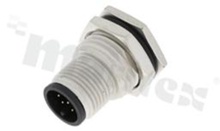 Gniazdo M12; kodowanie A; 10-stykowe; męskie; 1.5A; na panel; z nakrętką z przodu; lutowane; IP68