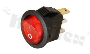 Minature Rocker Switch; 1-pole; 2 positions; 16,5mm; pin terminals; red illuminated button; 3A/250V