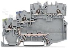 Złączka instalacyjna; 3-poziomowa; 2 torowa; przelotowa; PNP; 8-zaciskowa na przewód 0.14-1.5mm2 (24-16AWG); ze stykiem sprężynowym; szara; na szynę DIN; 250V/13,5A
