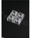 Soczewka do diod LED high power; kąt rozsyłu: Owalny 16 x 55 stopni FWHM; ilość diod: 4; rozmiar: 50x50mm; wysokość: 10mm; rodzaj materiału: PMMA; sposób mocowania: śruby