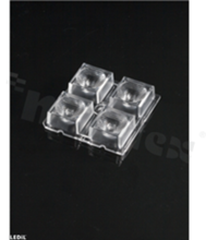 Soczewka do diod LED high power; kąt rozsyłu: Owalny 16 x 55 stopni FWHM; ilość diod: 4; rozmiar: 50x50mm; wysokość: 10mm; rodzaj materiału: PMMA; sposób mocowania: śruby