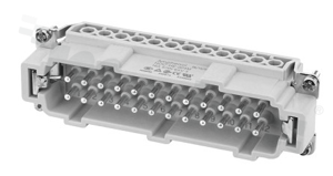 Male insert; Heavy-Mate E series; 24 pins(24+PE); size: E24; 18A; 500V; wire 0.5-4mm2; contacts plating: silver plated; screw