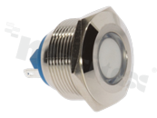 Lampka sygnalizacyjna; 22mm; terminale do lutowania; stal nierdzewna; podświetlenie białe; LED 24V