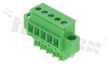 Pluggable terminal block; 3.81mm pitch; 5-ways; female; for wire 1.50mm2(28-16AWG); wire insertion direction 90° to plug-in direction;with fixed screws; p.bronze contacts; brass cage; UL 300V/10A