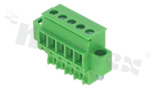 Listwa zaciskowa rozłączalna; w rastrze 3.81mm; 5-torowa żeńska; na przewód 1.5mm2 (28-16AWG); kierunek wtykania prostopadły do osi przewodów; z zaczepem śrubowym; styki z fosforobrązu; mosiężna klatka przewodu; UL 300V/10A