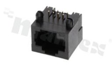 Socket RJ45; 8-contacts; THT; side entry; size 8; gold flash contact plating