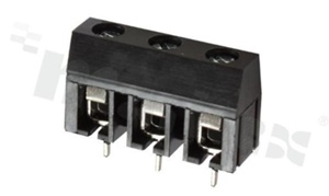 Listwa zaciskowa do PCB; w rastrze 7.50mm; 3-torowa; pionowa; na przewód 2.5mm2; ze śrubami na wkrętak płaski; klatka mosiężna; czarna; UL 250V/16A