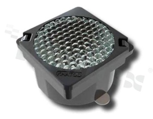 Lens for LED high power; angle: 41.1 degrees ; Number of LEDs: 1; Dimensions: 21.6x21.6mm; Height: 12.86mm; material: PC; silicone; Fastening: tape