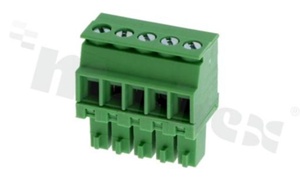 Pluggable terminal block; 3.50mm pitch; 5-ways; female; for wire 0.5-1.50mm2(28-16AWG); wire insertion direction 90° to plug-in direction; p.bronze contacts; brass cage; UL 300/8A