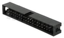 Full shrouded header for PCB; pitch 2.54mm; 40-contacts; THT; male; top entry