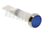 Lampka sygnalizacyjna; 10mm; terminale do lutowania; plastik; podświetlenie niebieskie; LED 12V
