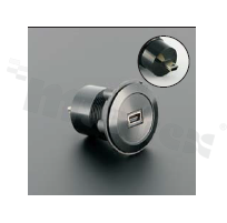 Gniazdo MiniUSB2.0; żeńskie; otwór montażowy 22mm; podłączenie na wtyk MiniUSB2.0 męski; korpus czarny; stop aluminium.