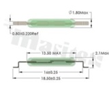 Kontaktron miniaturowy szklany RS- RM1318, Zakres: 10-15AT, Prąd przełączania: 0,5A(max), Wymiary: FI1,8x13,5mm, Montaż: SMD