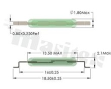 Kontaktron miniaturowy szklany RS- RM1318, Zakres: 10-15AT, Prąd przełączania: 0,5A(max), Wymiary: FI1,8x13,5mm, Montaż: SMD
