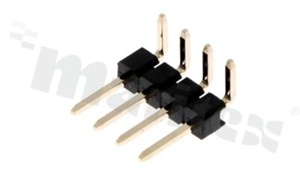 Listwa stykowa do PCB; w rastrze 2.54mm; 1x4 styków; montaż: THT; męska; kątowa; jednorzędowe