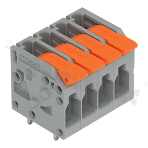 Listwa zaciskowa do PCB; przewód-płytka; na przewód 0.2 - 4.0 mm2 (24-12 AWG); raster 5.0 mm; 2-torowa.; Push-in; szary; 300V/20A