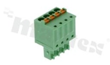 Listwa zaciskowa rozłączalna; w rastrze 3.50mm; 4-torowa; żeńska; na przewód 1.50mm2 (28-16AWG); kierunek wtykania równoległy do osi przewodów; z zaciskiem sprężynowym; styki z fosforobrązu; stalowa klatka; UL 300/8A TUV 250/12A