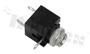 Gniazdo Jack; żeńskie; mono; 3.6mm; z nakrętką M6x0.5; ze stykiem rozwiernym 0.5A; 30V DC; montowane na panelu; do przylutowania przewodów