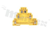 Installation terminal block; 3-level; 6-contacts; for wire 0,5-4,0mm2; screw terminal; yellow; Din rail; 690V/32A