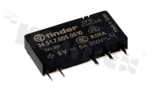 Przekaźnik elektromagnetyczny; prąd znamionowy 6A; napięcie cewki 5VDC; pojedynczy styk przełączny (1C); moc cewki 170mW; 6A/30VDC; 6A/250VAC