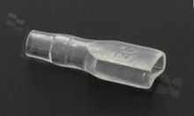 Insulation sleeve for flat connector 4.8mm; for wire OD=2.5mm; L=22mm W=5.8mm; transparent